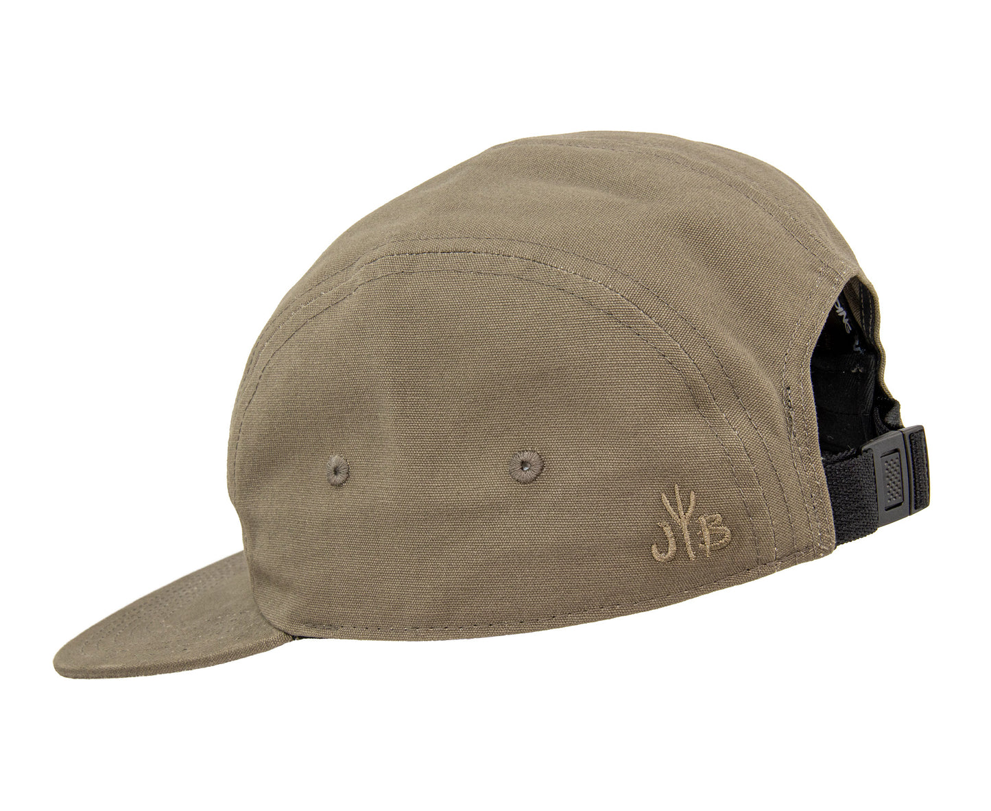 5-Panel-Cap von Jumping Bird in oliv mit sportivem Frontpatch und weicher, unverstärkter Passform für hohen Tragekomfort