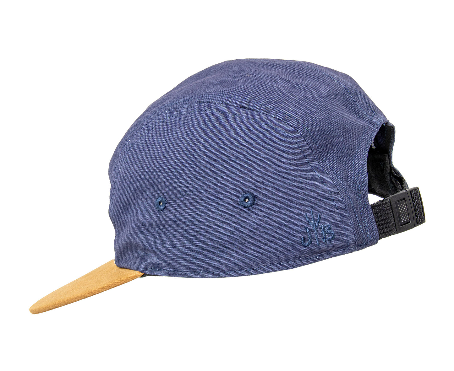 5-Panel-Cap von Jumping Bird in Navy-Beige mit sportivem Frontpatch und weicher, unverstärkter Passform für hohen Tragekomfort