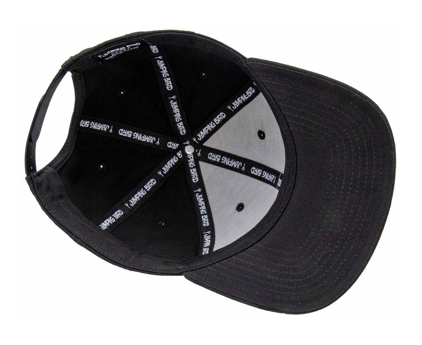 Baseball-Cap von Jumping Bird in Schwarz mit sportivem Frontpatch und seitlichem Logostick