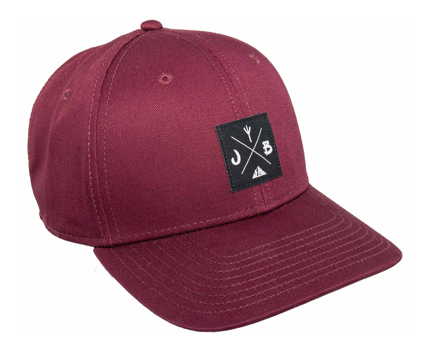 Baseball-Cap von Jumping Bird in Bordeaux mit sportivem Frontpatch und seitlichem Logostick
