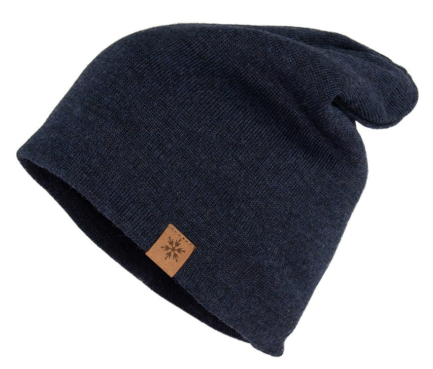 Beanie Strickmütze von Jumping Bird - Modell Golm in blau mit echter Merino-Wolle, Made in Germany