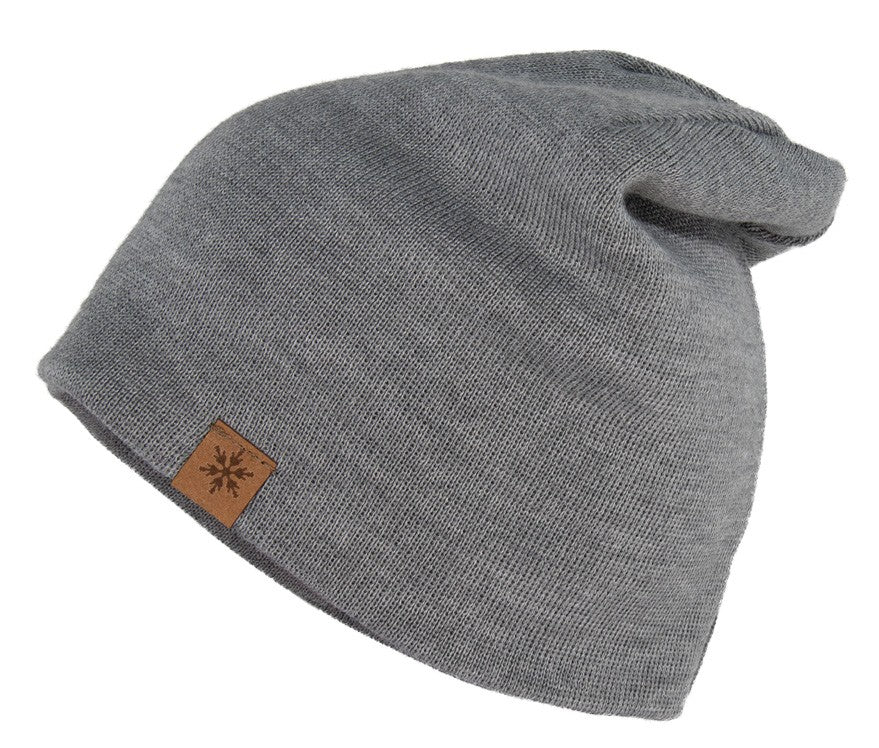 Beanie Strickmütze von Jumping Bird - Modell Diedamskopf in hellgrau mit echter Merino-Wolle, Made in Germany