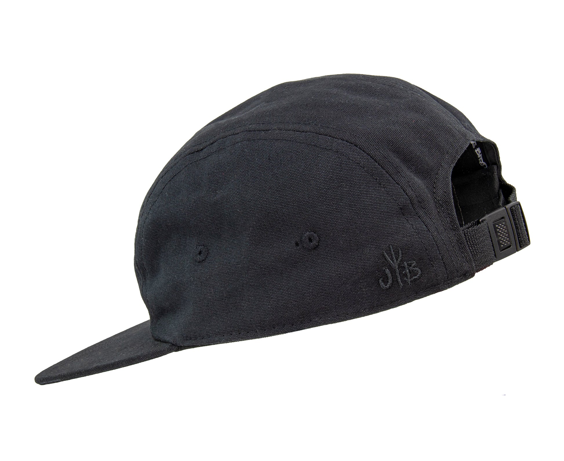 5-Panel-Cap von Jumping Bird in schwarz mit sportivem Frontpatch und weicher, unverstärkter Passform für hohen Tragekomfort