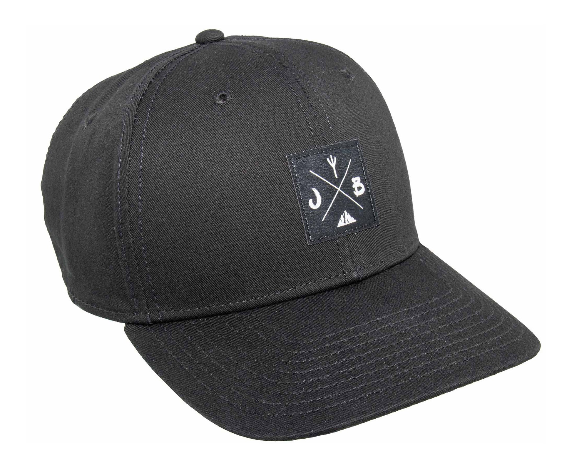 Baseball-Cap von Jumping Bird in Schwarz mit sportivem Frontpatch und seitlichem Logostick