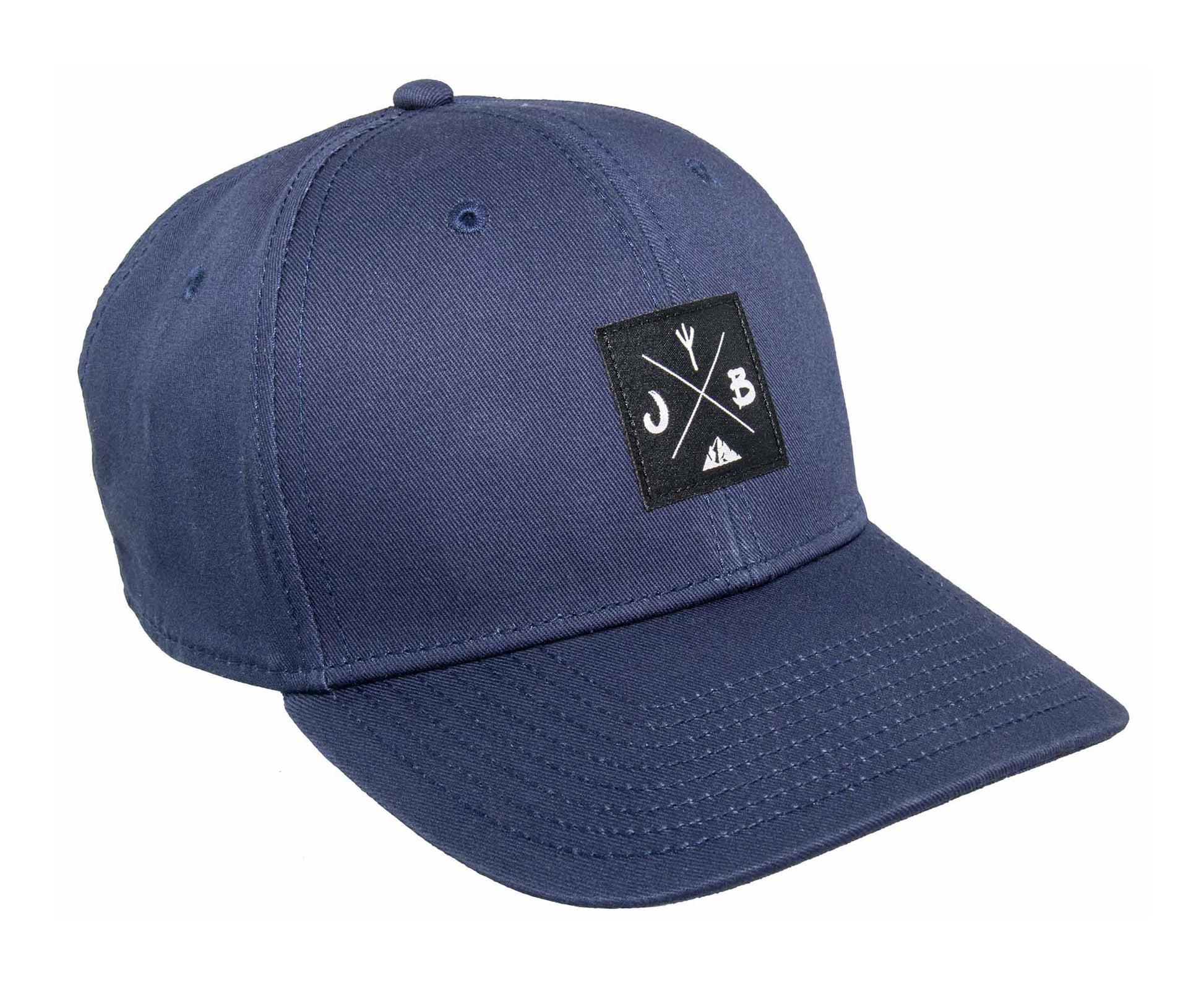 Baseball-Cap von Jumping Bird in Dunkelblau mit sportivem Frontpatch und seitlichem Logostick