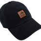 Dad Hat von Jumping Bird in Schwarz mit geprägtem Lederoptik-Patch vorn und weicher, unverstärkter Passform für hohen Tragekomfort