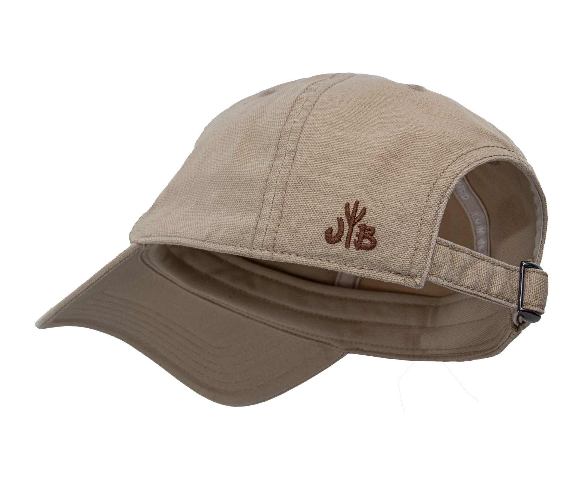 Dad Hat von Jumping Bird in Beige mit geprägtem Lederoptik-Patch vorn und weicher, unverstärkter Passform für hohen Tragekomfort