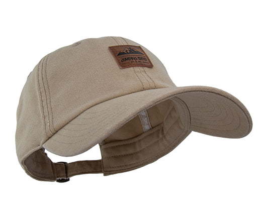 Dad Hat von Jumping Bird in Beige mit geprägtem Lederoptik-Patch vorn und weicher, unverstärkter Passform für hohen Tragekomfort