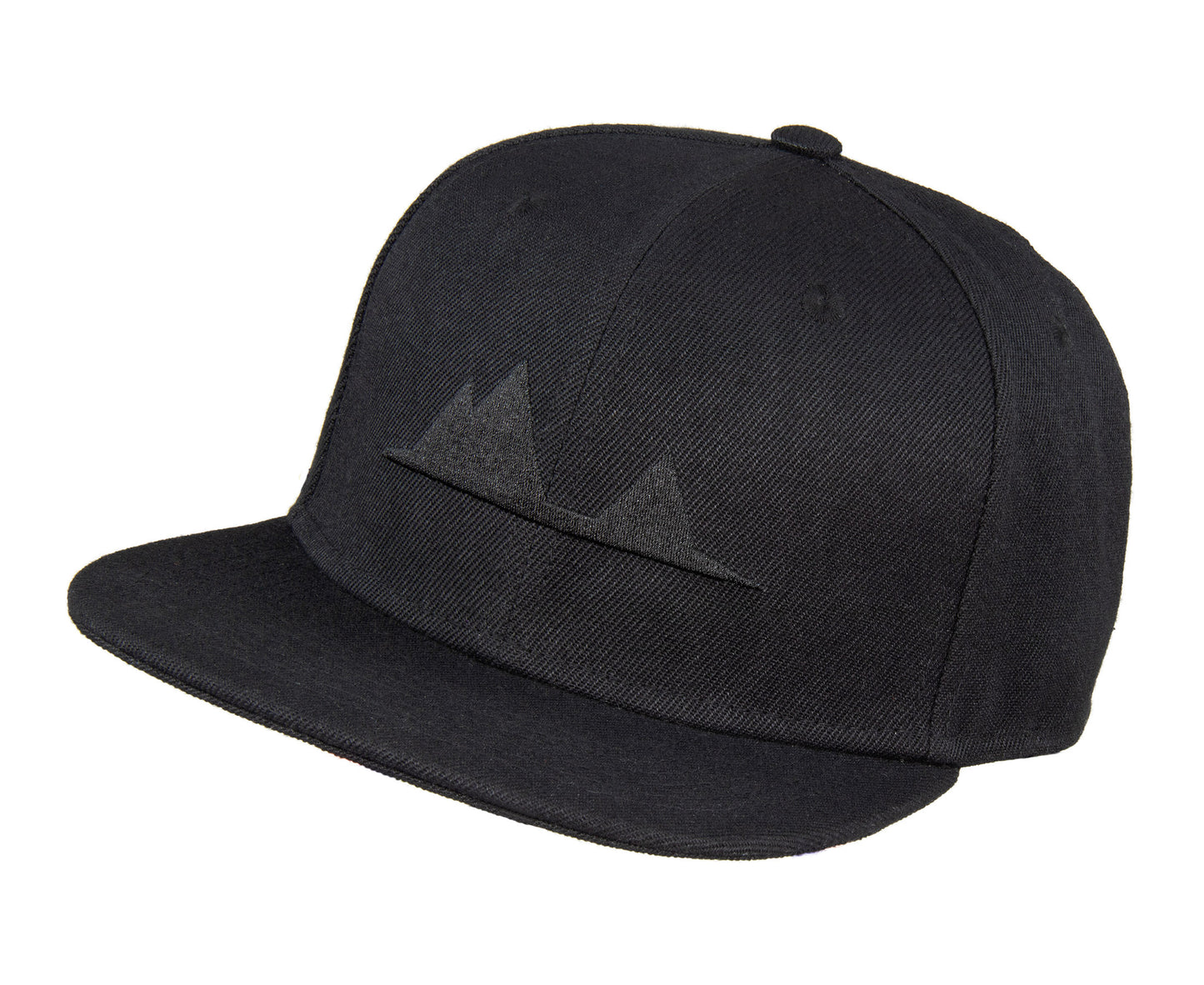 Snapback-Cap von Jumping Bird in Schwarz mit Ton-in-Ton-Stick vorn, Logostick seitlich und geradem Schirm