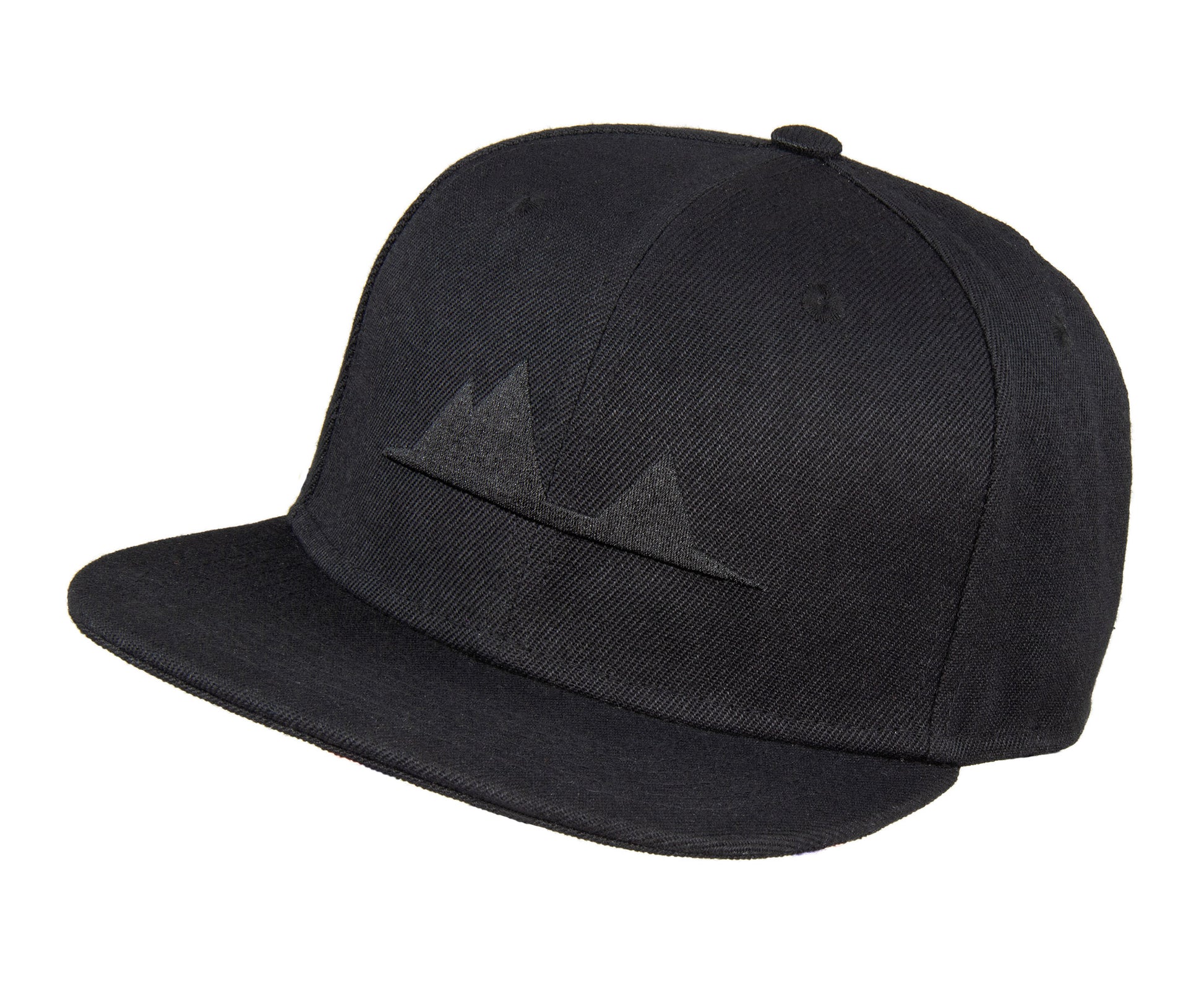 Snapback-Cap von Jumping Bird in Schwarz mit Ton-in-Ton-Stick vorn, Logostick seitlich und geradem Schirm