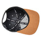 Filz-Snapback von Jumping Bird in Steingrau-Braun mit geprägtem Lederoptik-Patch vorn und seitlichem Logostick