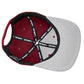 Snapback-Cap von Jumping Bird in Bordeaux-Grau mit geprägtem Lederoptik-Patch vorn und seitlichem Logostick