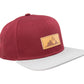 Snapback-Cap von Jumping Bird in Bordeaux-Grau mit geprägtem Lederoptik-Patch vorn und seitlichem Logostick