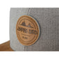 Snapback-Cap von Jumping Bird in Hellgrau meliert/Braun mit geprägtem Lederoptik-Patch vorn und seitlichem Logostick
