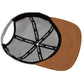 Snapback-Cap von Jumping Bird in Hellgrau meliert/Braun mit geprägtem Lederoptik-Patch vorn und seitlichem Logostick