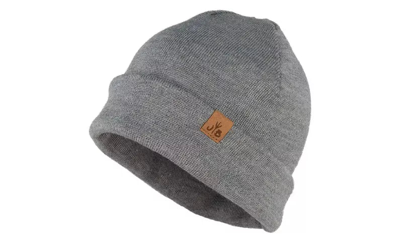 Beanie Strickmütze von Jumping Bird - Modell Diedamskopf in hellgrau mit echter Merino-Wolle, Made in Germany