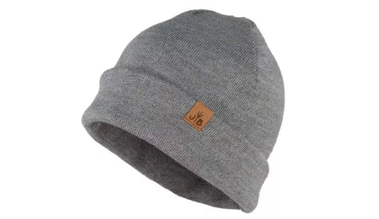 Beanie Strickmütze von Jumping Bird - Modell Diedamskopf in hellgrau mit echter Merino-Wolle, Made in Germany
