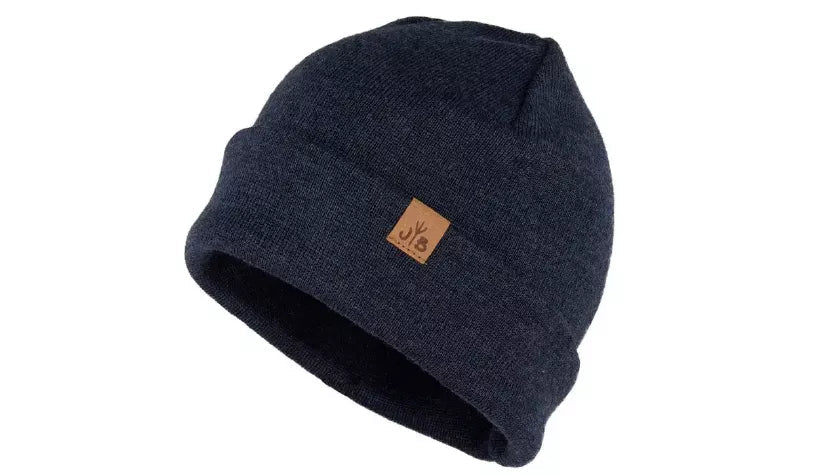 Beanie Strickmütze von Jumping Bird - Modell Golm in blau mit echter Merino-Wolle, Made in Germany