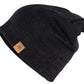 Beanie Strickmütze von Jumping Bird - Modell Hochhäderich in schwarz mit echter Merino-Wolle, Made in Germany