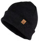 Beanie Strickmütze von Jumping Bird - Modell Hochhäderich in schwarz mit echter Merino-Wolle, Made in Germany
